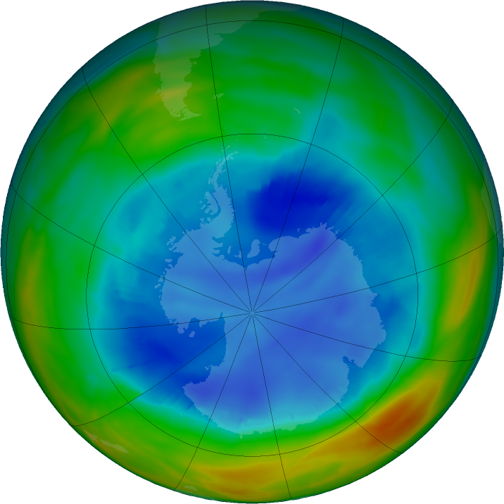 Antarctic ozone map for 17 August 2018